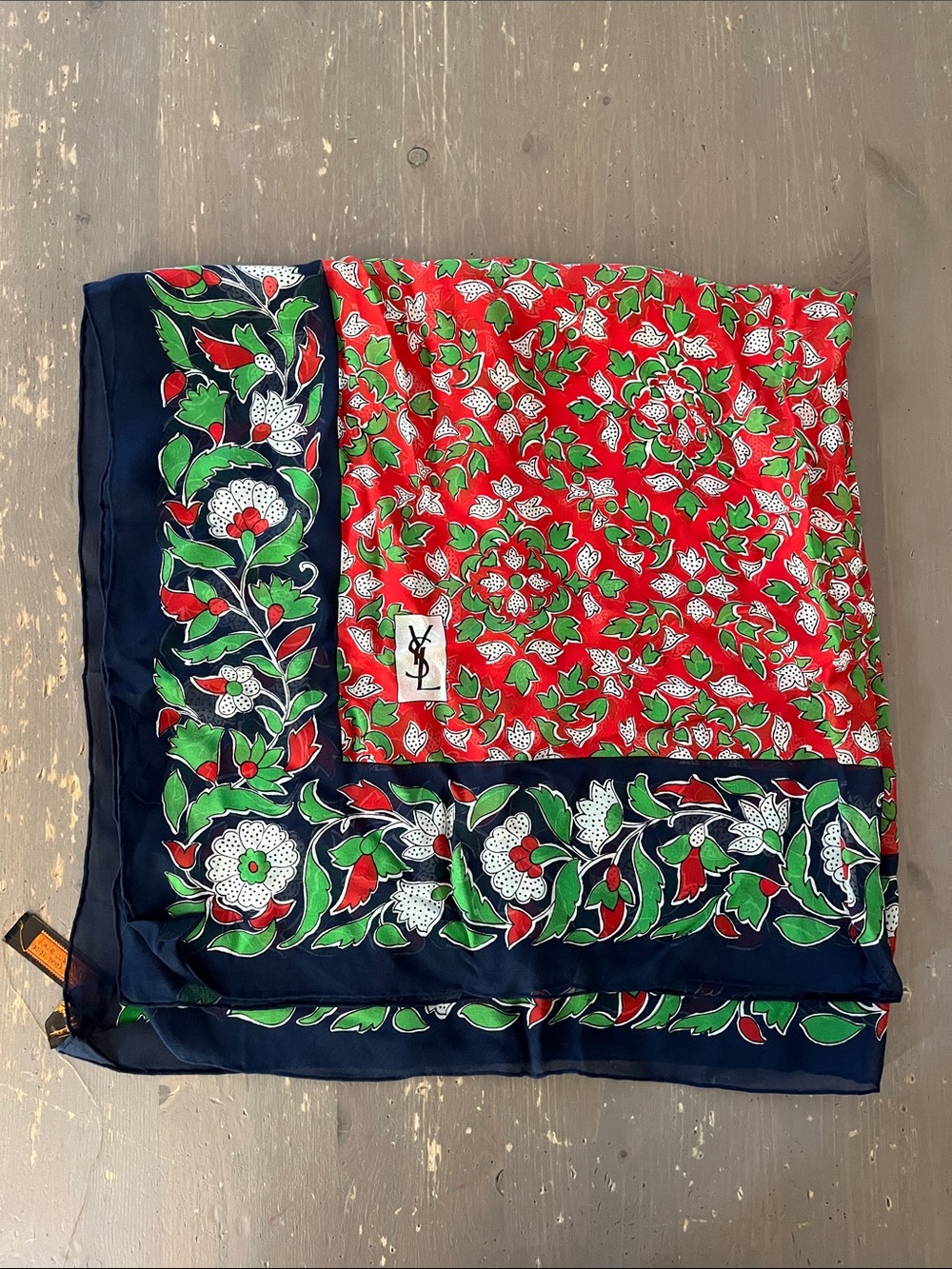 Yves Saint Laurent Vintage 100% Silk Scarf